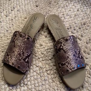 Brighton Night Studded Sandals new never worn size 11 snake skin leather
